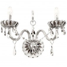 Απλίκα Τοίχου 2xE14 Γυάλινη Διάφανο με Κρύσταλλα 43391-2-D